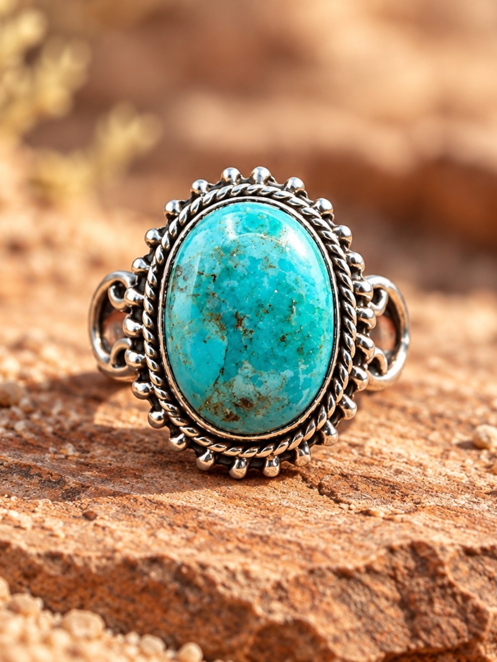 Size 9 Sterling Silver Turquoise Statement Ring